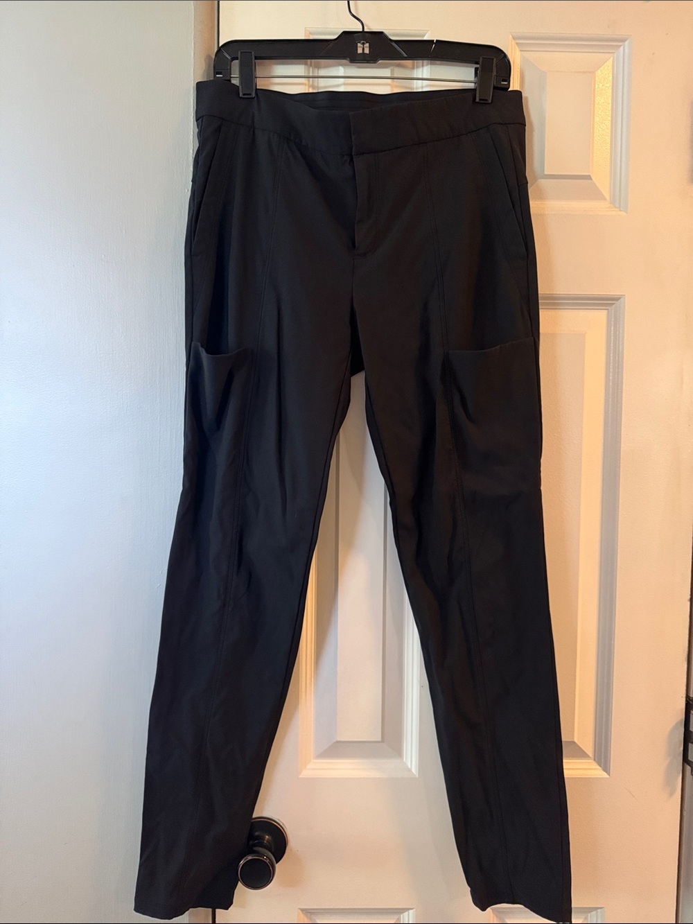 Athleta Black Straight-Leg Pull-On Pants with Front Pockets